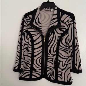 Chico's Black and Cream Patterned Blazer